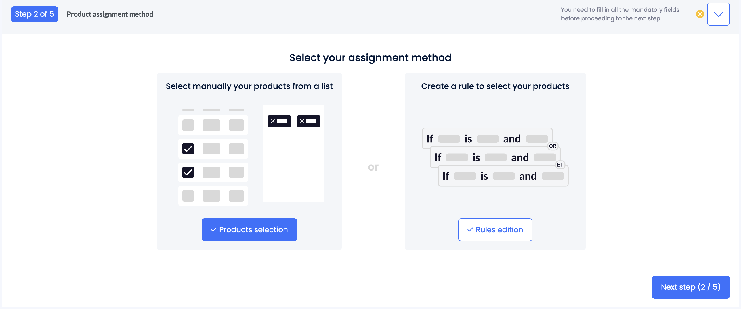 Catalog assignment method