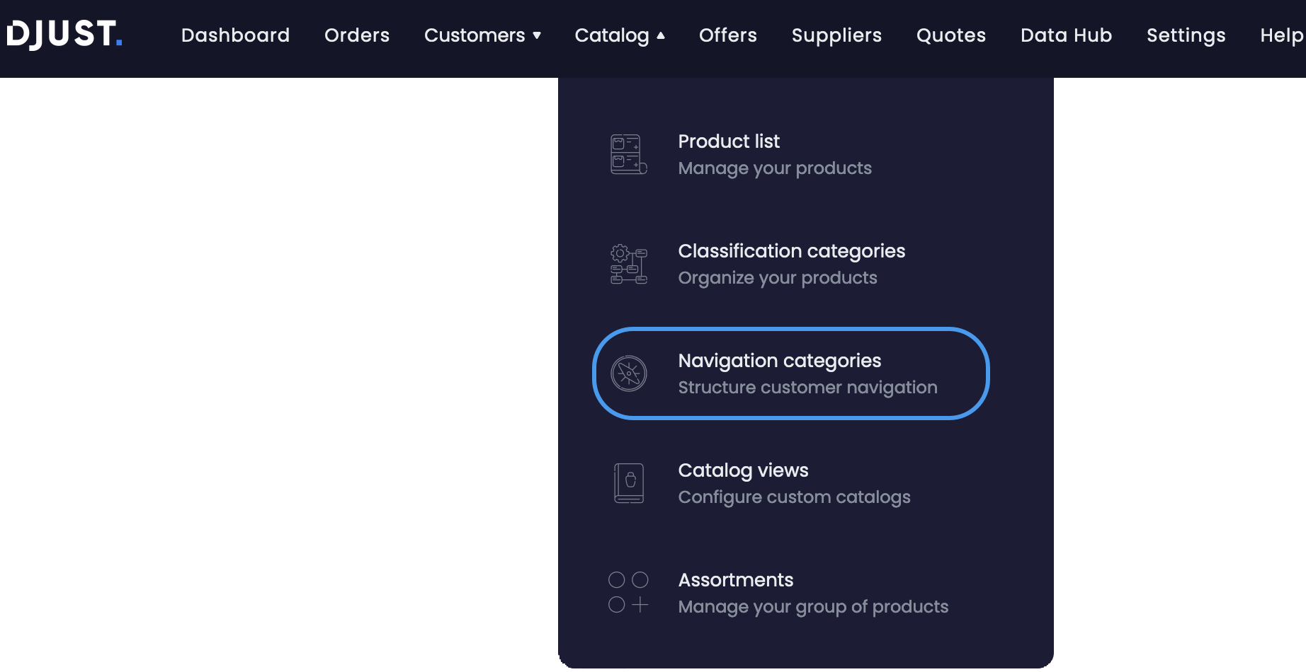 Navigation categories