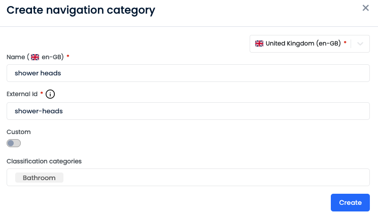 Navigation categories create classif