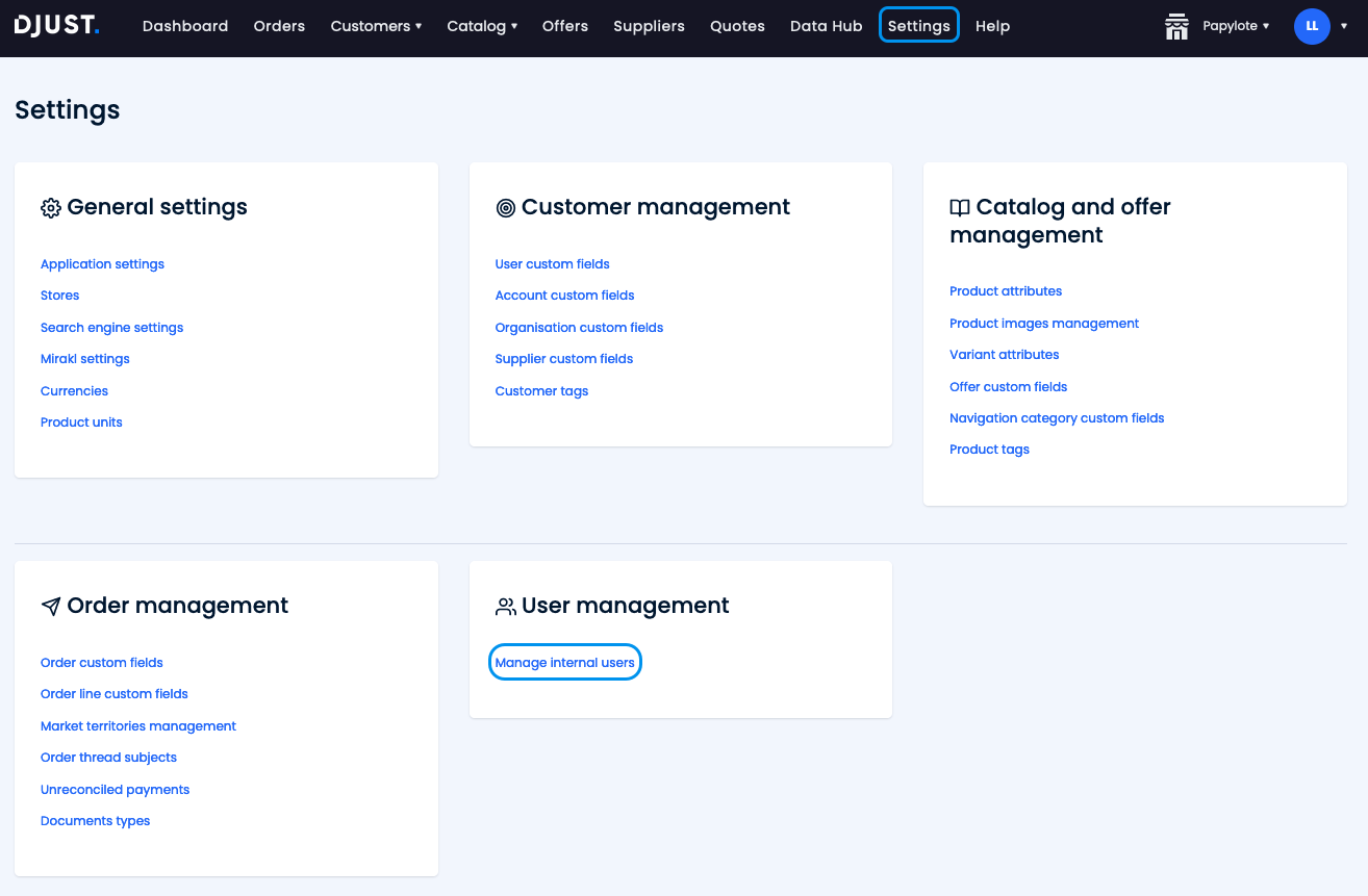 Users Management screen